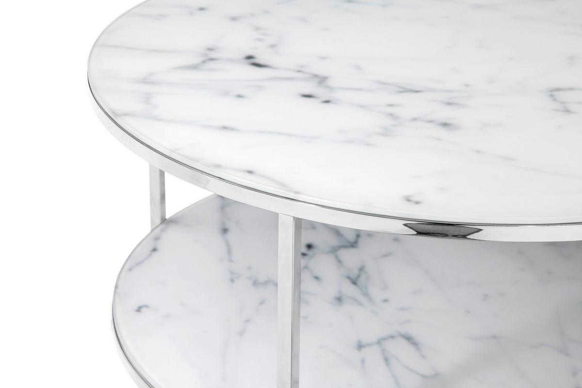 Klubska Miza Marble, Bela - barve kroma/bela, Design, kovina/steklo (80/45cm) - Livetastic