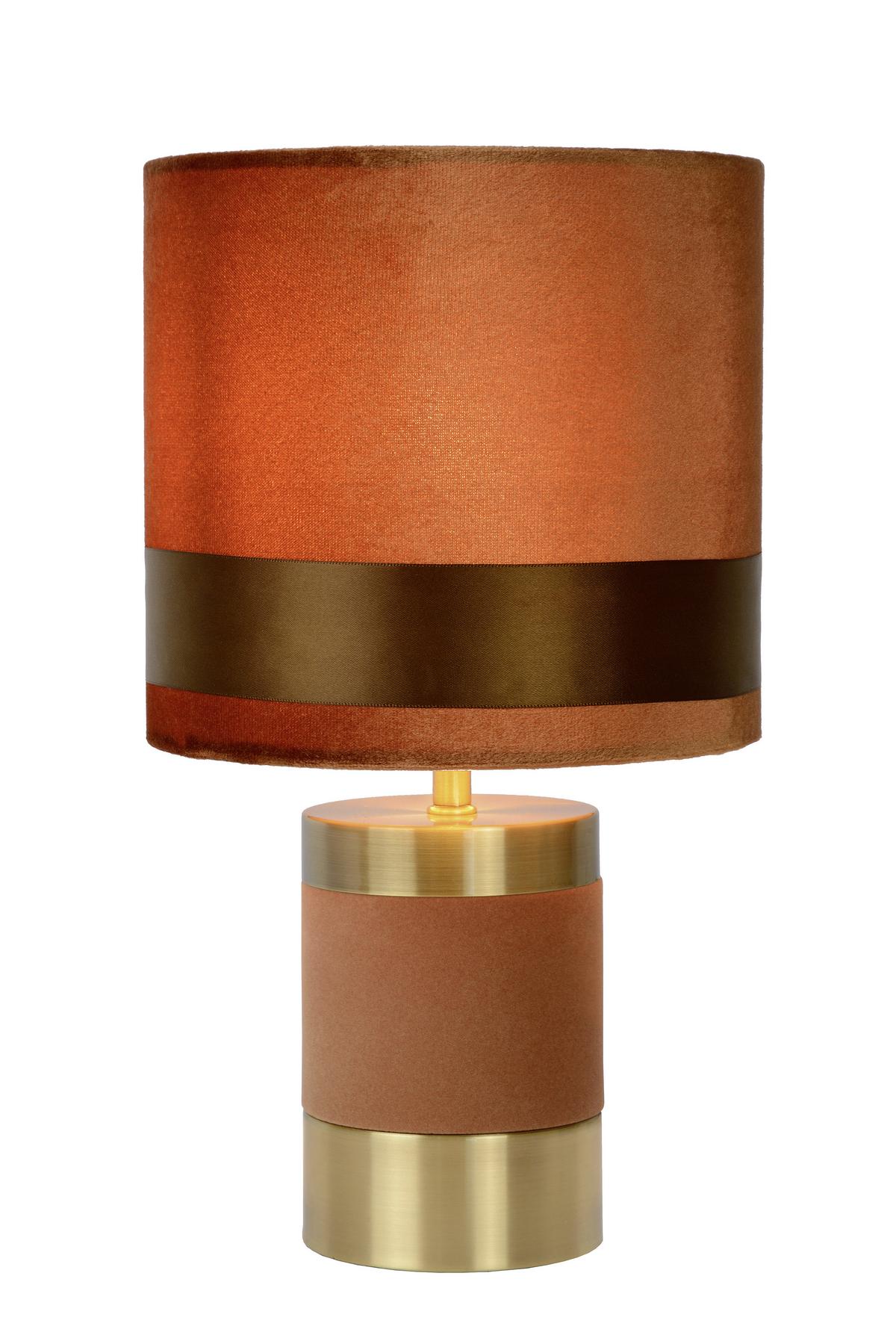 LAMPA STOŁOWA 10500/81/43 FRIZZLE - kolor złoty/brązowy, Konventionell, metal/tkanina (18/32cm) - Lucide