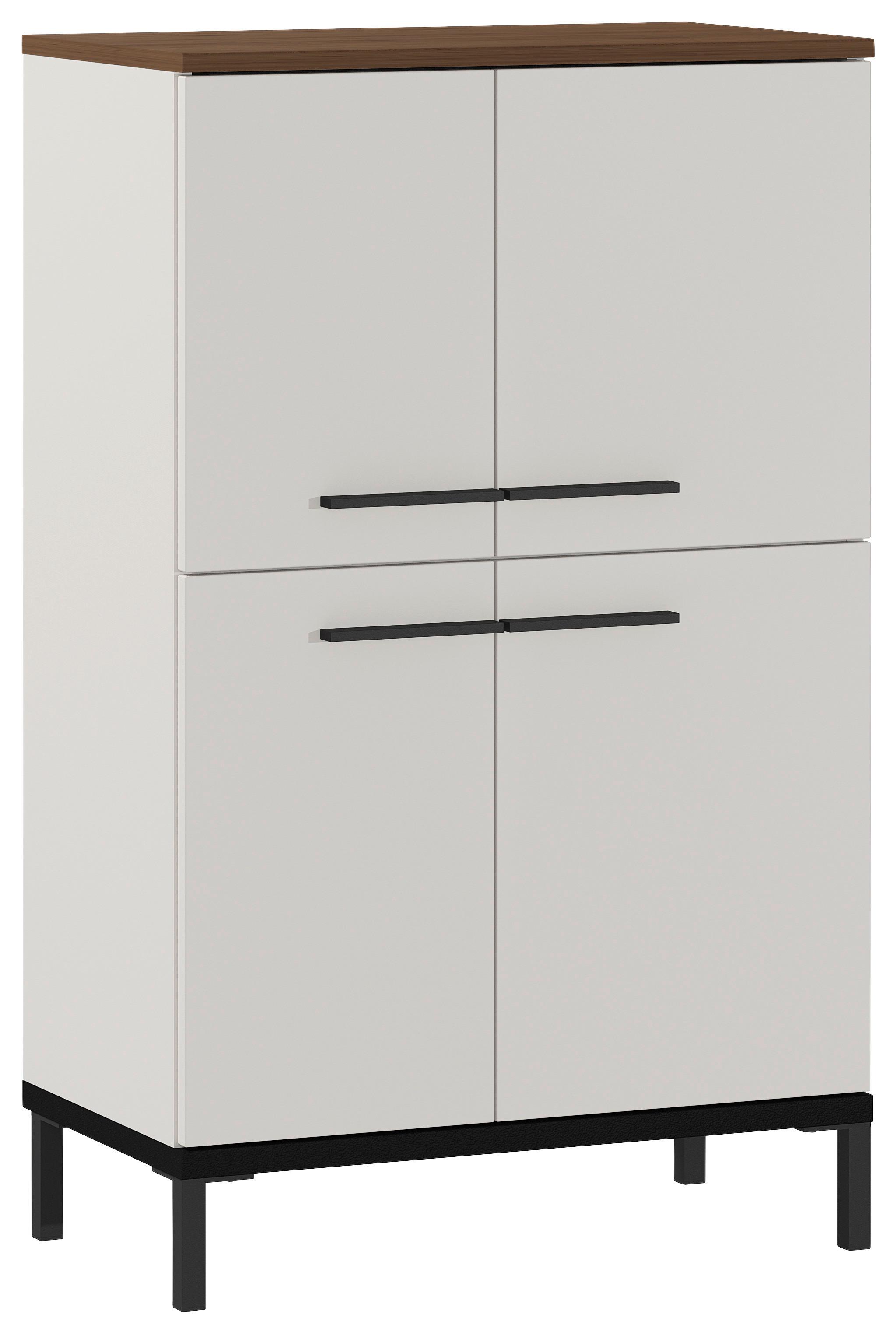 KOMODA WYSOKA YONKERS 573 - kolor orzechowy/czarny, Modern, materiał drewnopochodny/metal (60/97/34cm) - Xora