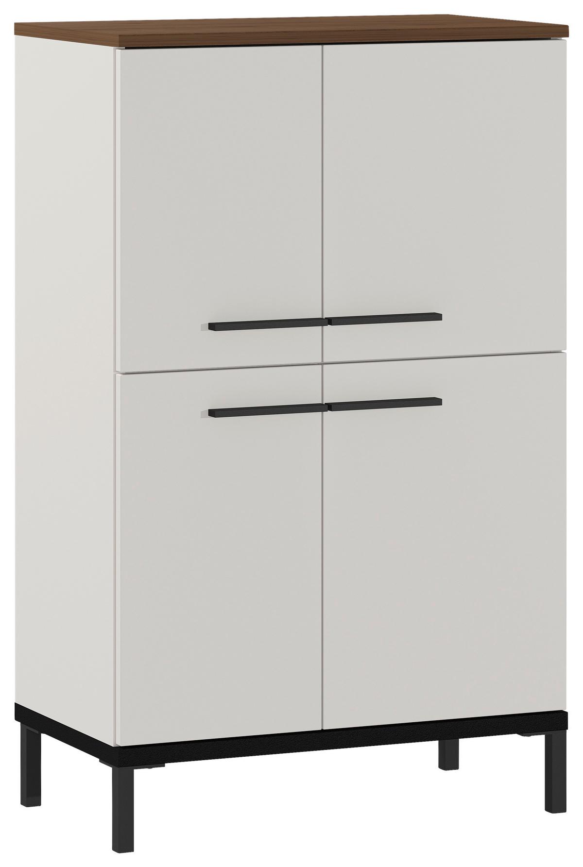 KOMODA WYSOKA YONKERS 573 - kolor orzechowy/czarny, Modern, materiał drewnopochodny/metal (60/97/34cm) - Xora