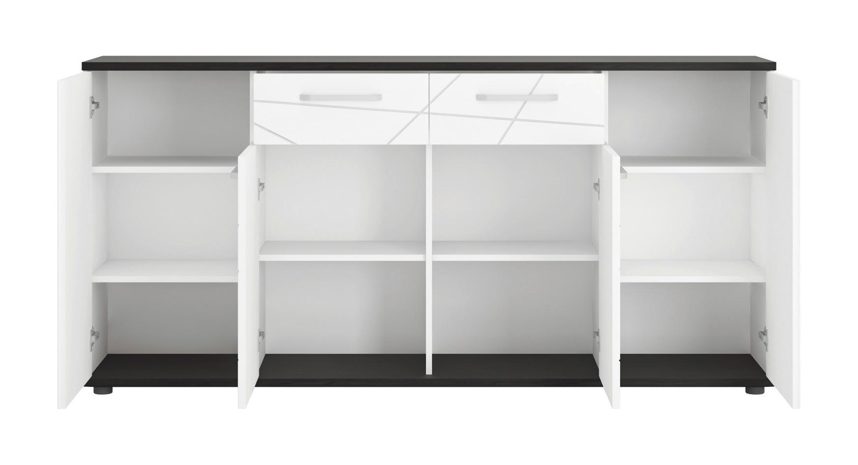 Komoda Venezia, Bela, Barva Temnega Hrasta - bela/temni hrast, Moderno, kovina/umetna masa (181,8/87,4/40cm)