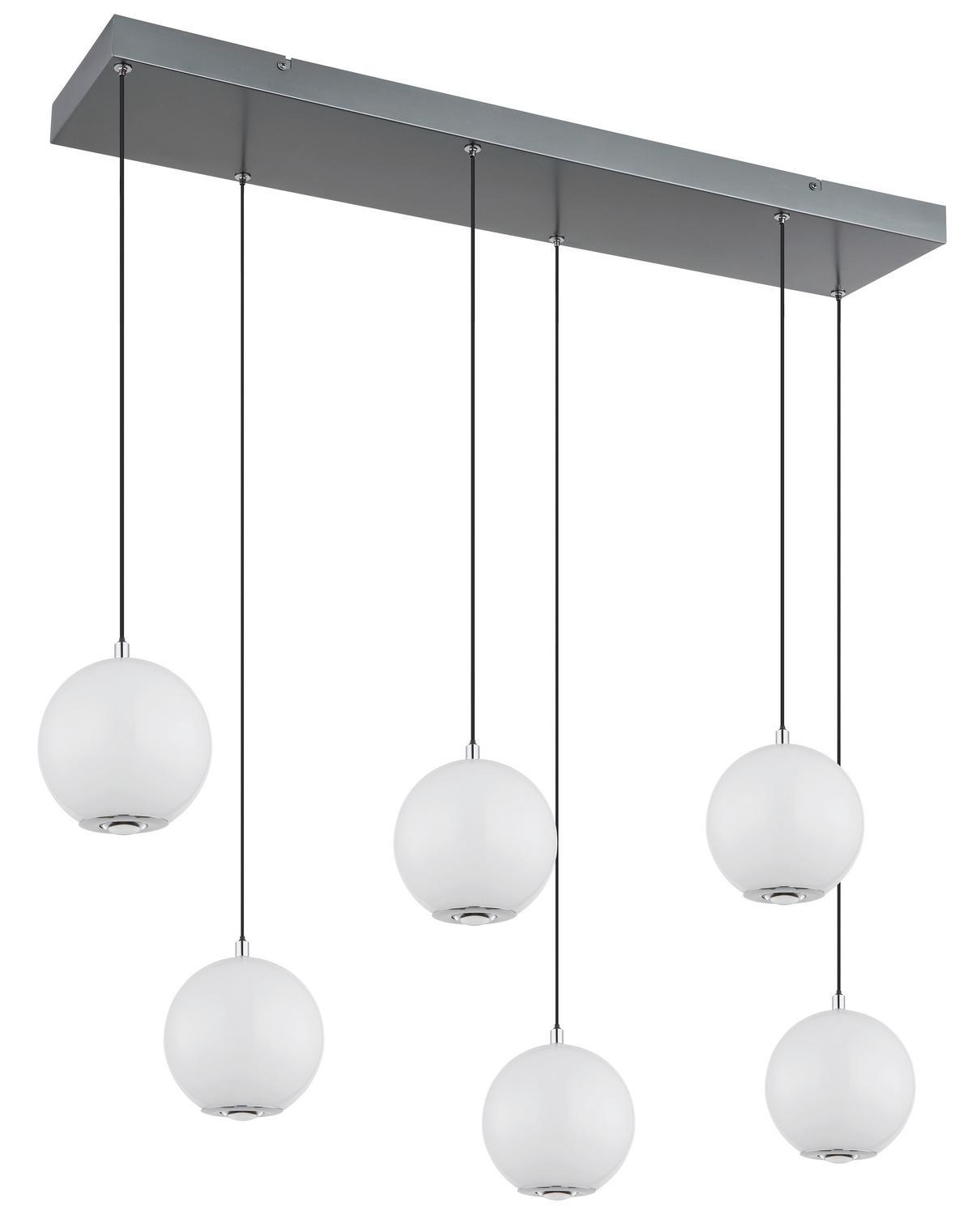 LED-HÄNGELEUCHTE 16062-6H SIMMONS - Klar/Chromfarben, Konventionell, Glas/Kunststoff (97,5/30/150cm) - Globo