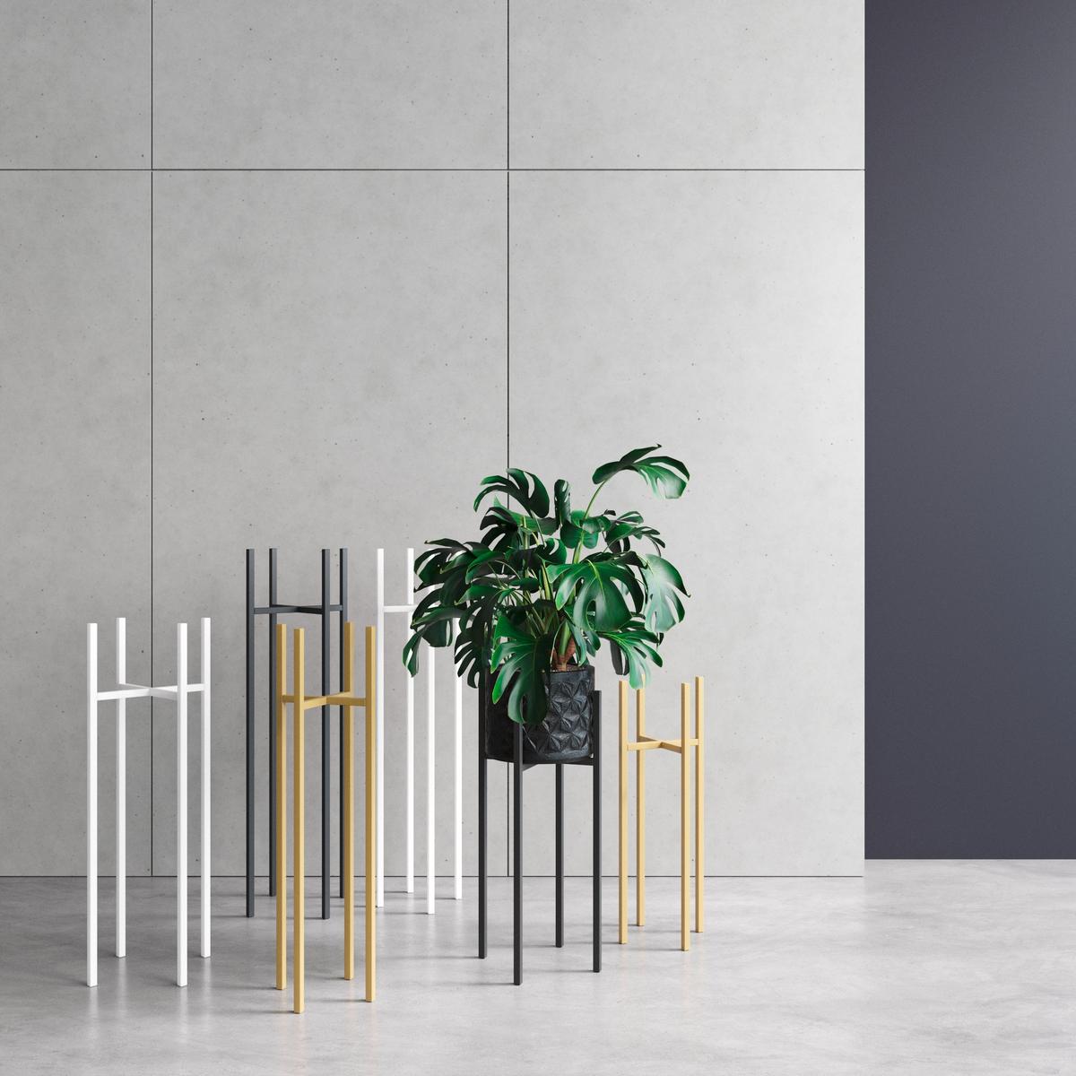 Blumenständer Schwarz - Schwarz, Basics, Metall (22/60/22cm)