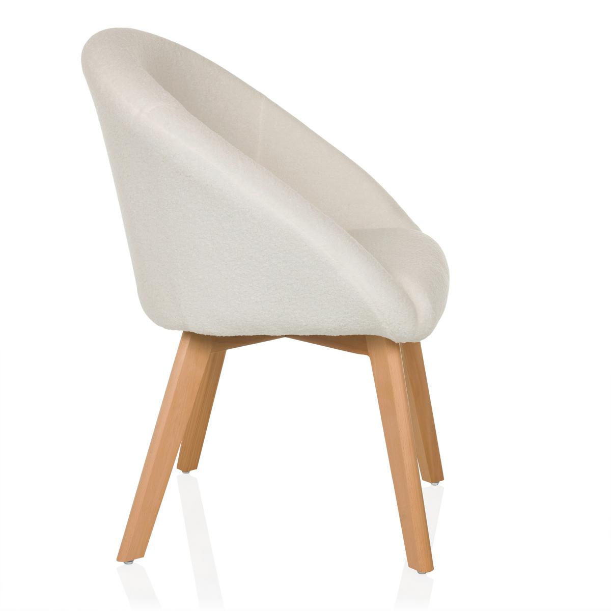 Naslanjač Scandi Ted, Bela - bela/barve bukve, Moderno, tekstil/les (68/85/62cm) - MID.YOU