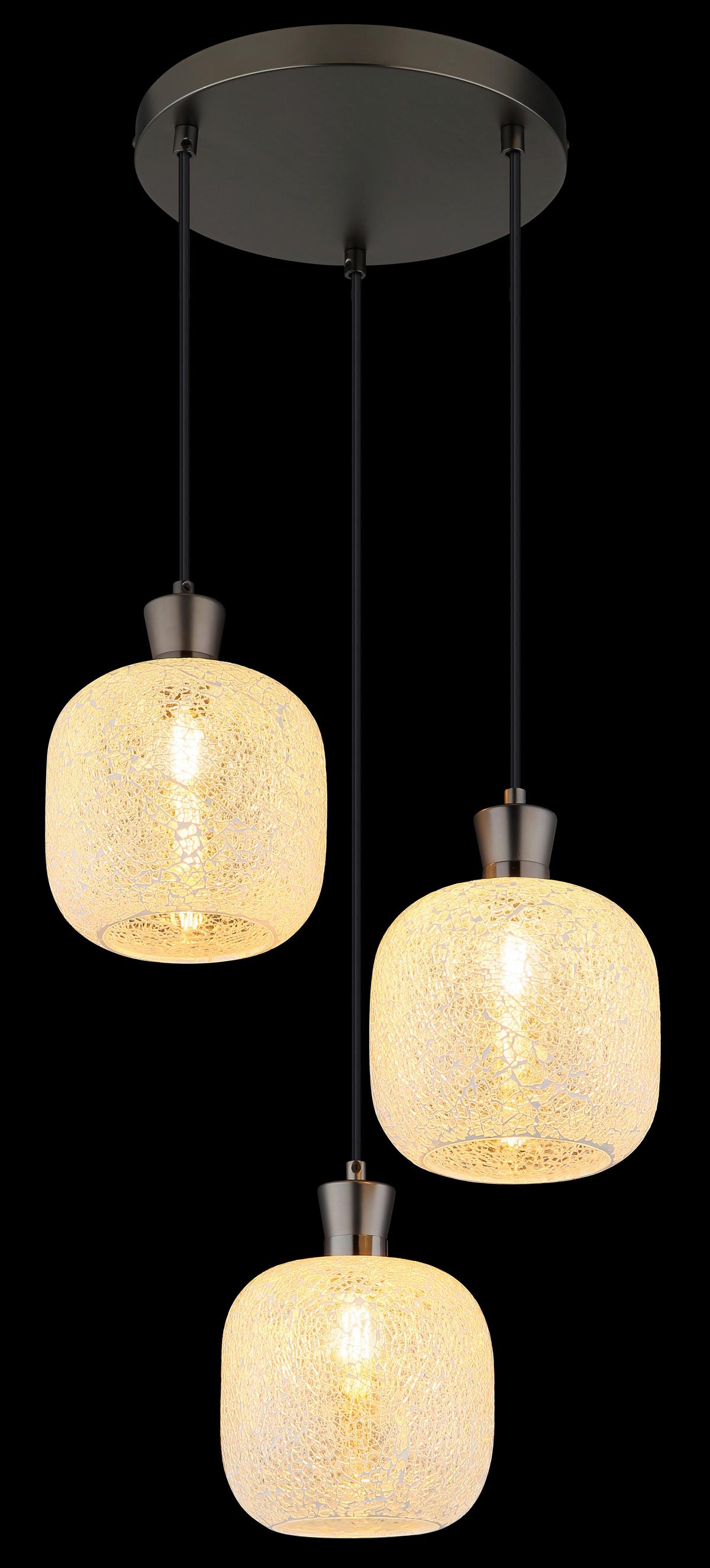 Viseća Svjetiljka Brokana - crni krom/prozirno, Design, staklo/metal (30/120cm) - Globo