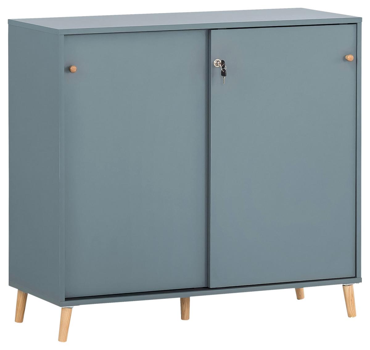 Aktenschrank Serie 500 Blau ca. 100,1x92,6x41cm - Blau, MODERN, Holzwerkstoff (100,1/92,6/41cm) - MID.YOU