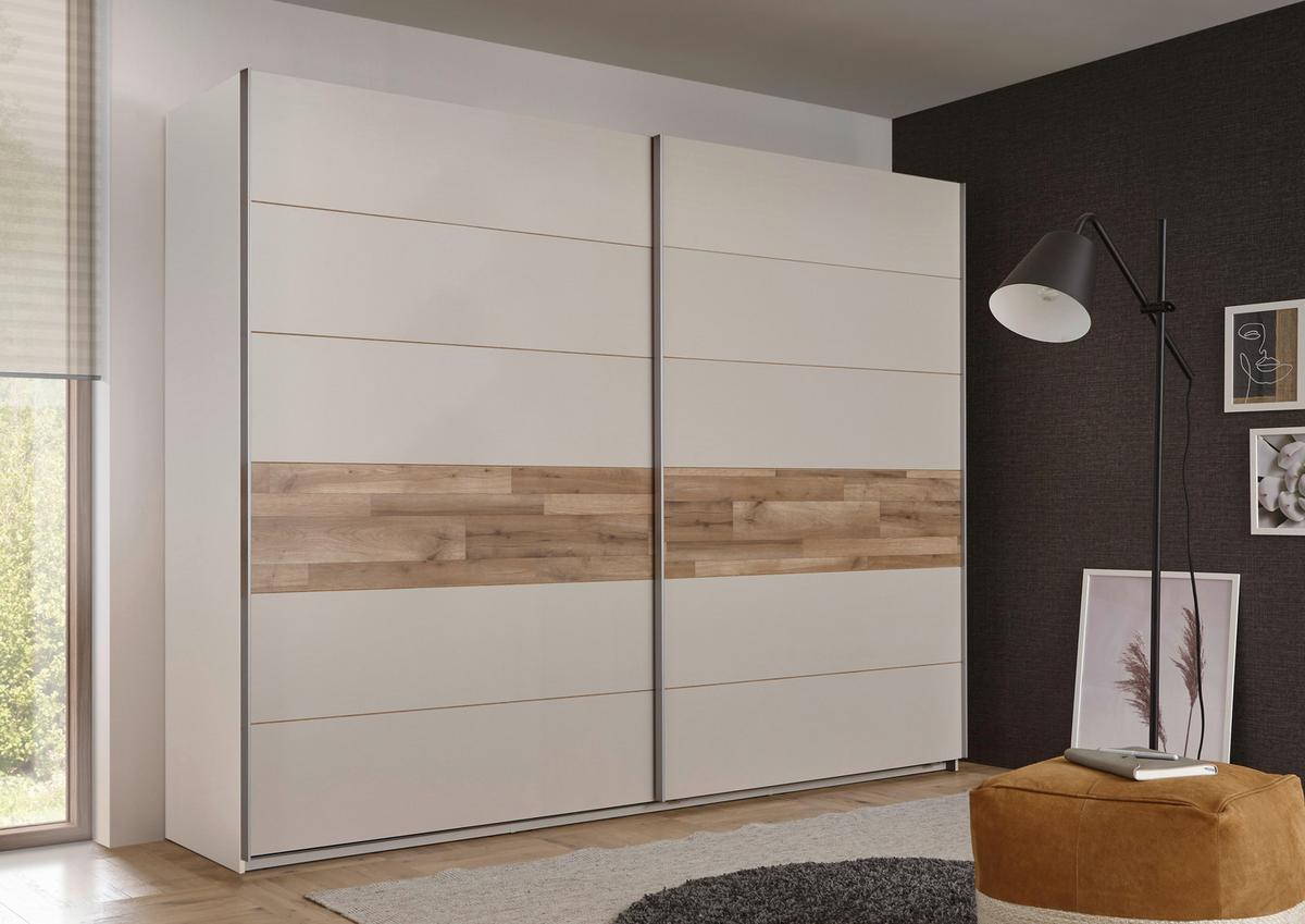 Omara Z Drsnimi Vrati Cadore, Barva Šampanjca, Hrasta, 270cm - barve šampanjca/srebrne barve, Moderno, kovina/leseni material (270/210/60cm) - MID.YOU