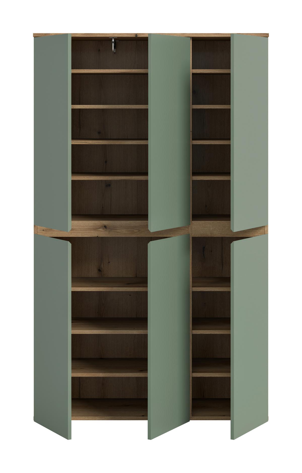 Garderobenschrank Scarpa Graugrün/Eiche - Eichefarben/Schwarz, Design, Holzwerkstoff/Kunststoff (105/175/37cm) - Livetastic