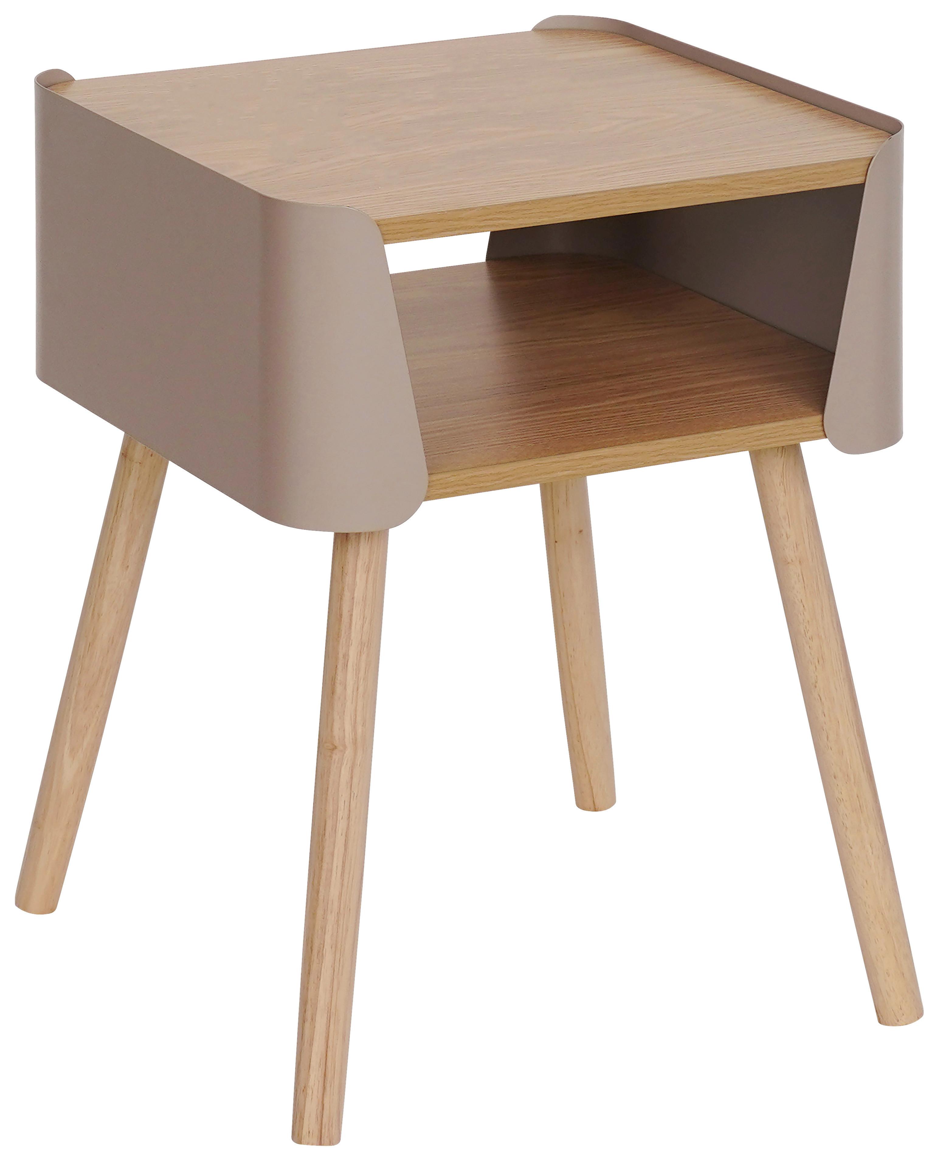 SZAFKA NOCNA GARY - beżowy/kolor naturalny, Design, materiał drewnopochodny/metal (40/54,5/39cm) - Xora