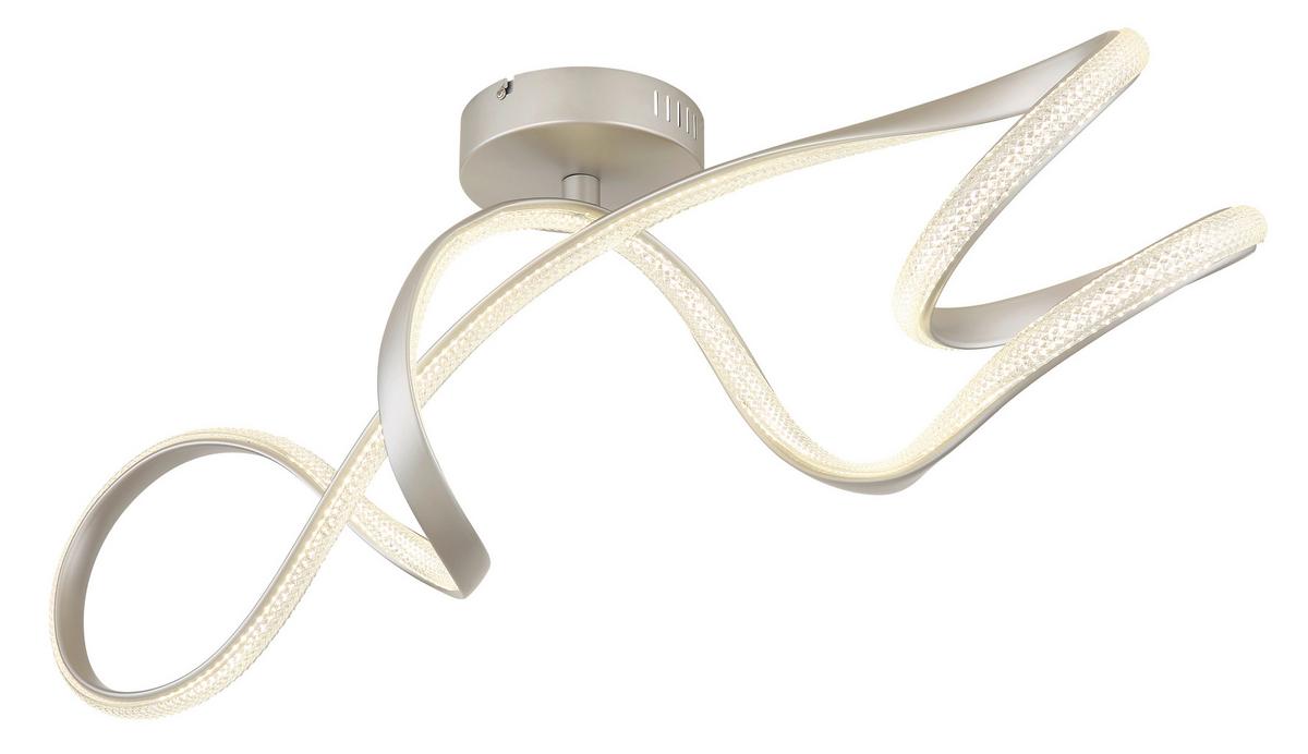 Plafonieră cu LED Swirl - culoare nichel/străveziu, Design, plastic/metal (90,8/28/33cm) - Globo