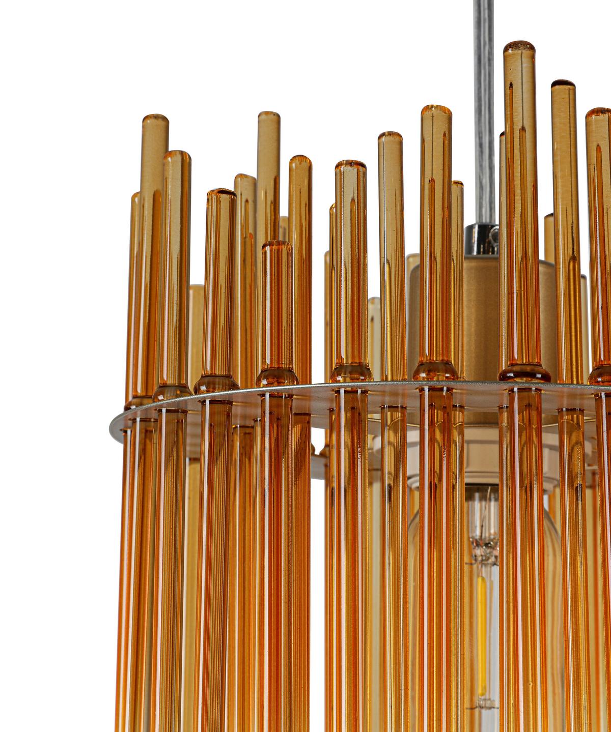 Hängeleuchte Stab Transparent/Bernstein max. 40W - Champagner/Transparent, MODERN, Glas/Kunststoff (81/20/150cm)