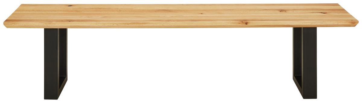 Sitzbank in Schwarz/Eichefarben - Eichefarben/Schwarz, Modern, Holz/Metall (180/50/40cm) - Premium Living