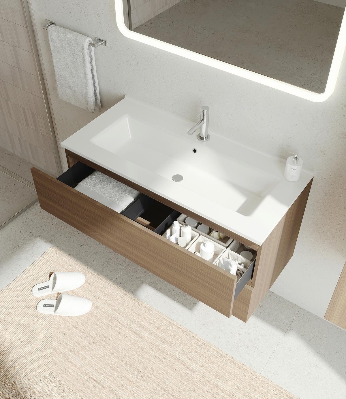 Bază pentru lavoar Easy - nucă/antracit, Modern, material pe bază de lemn (100/51/46cm)