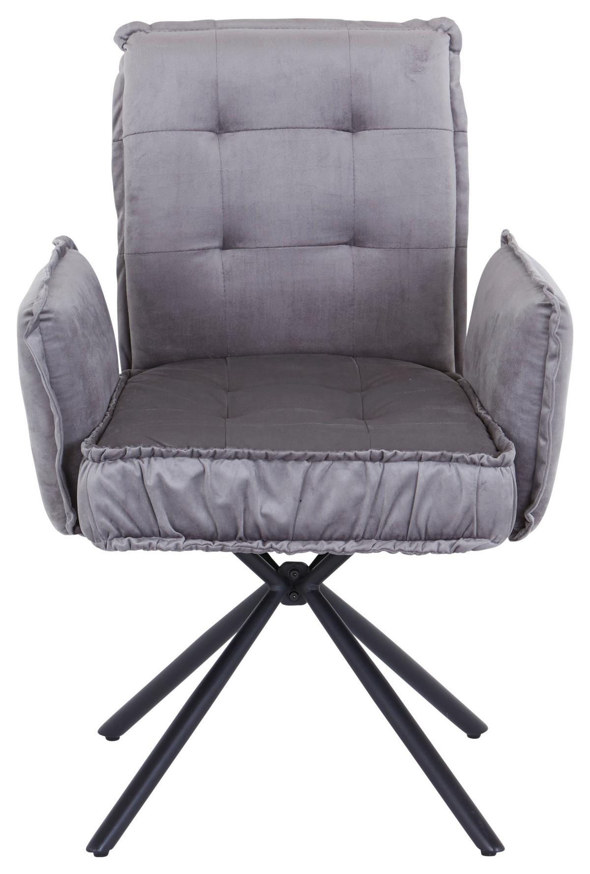 KRZESŁO Z PODŁOKIETNIKAMI MARYLA - czarny/szary, Modern, metal/tkanina (63,5/88/66cm) - MID.YOU
