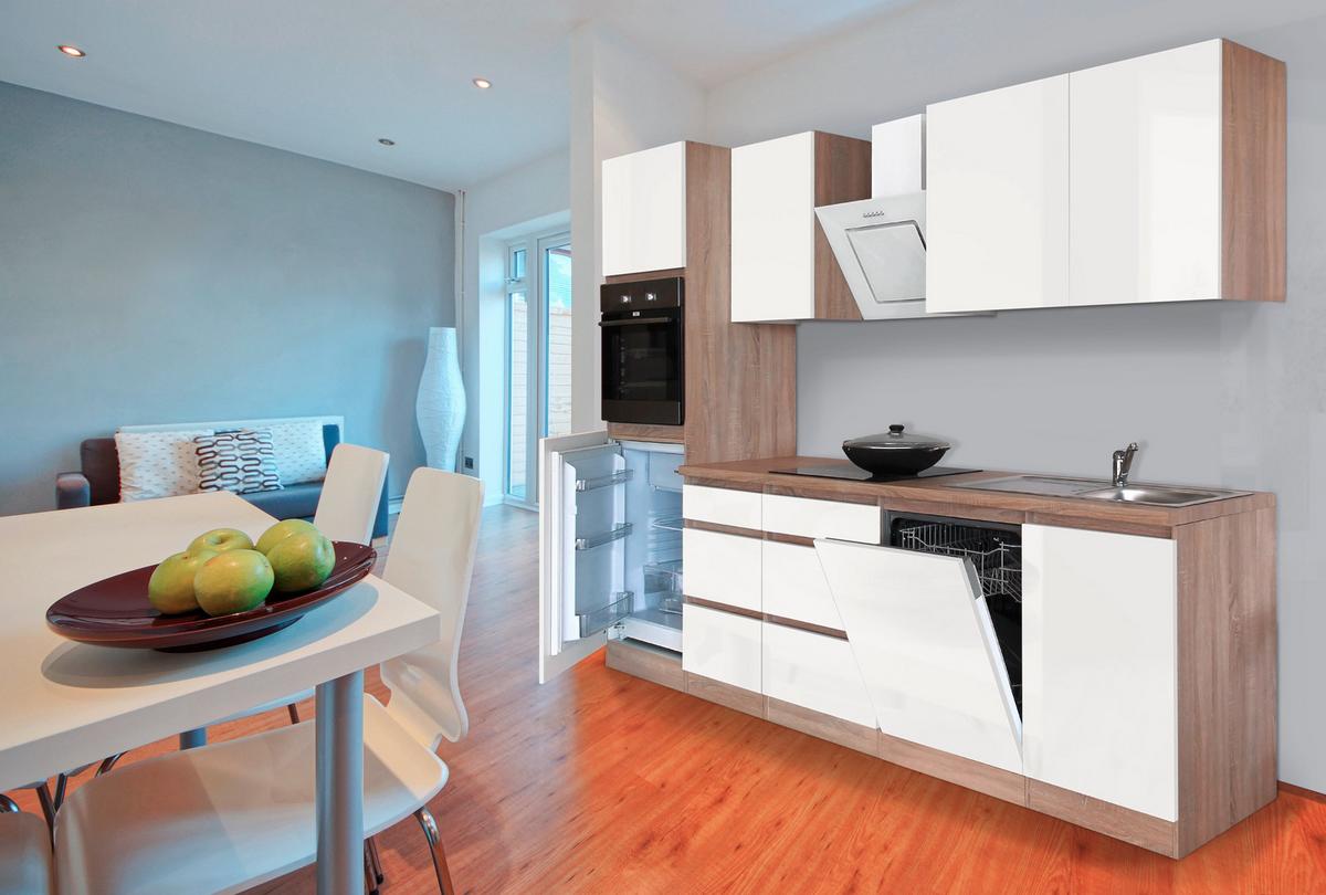 Küchenblock Premium Eiche B: ca. 280 cm - Eichefarben/Weiß, MODERN, Holzwerkstoff (280cm) - Respekta