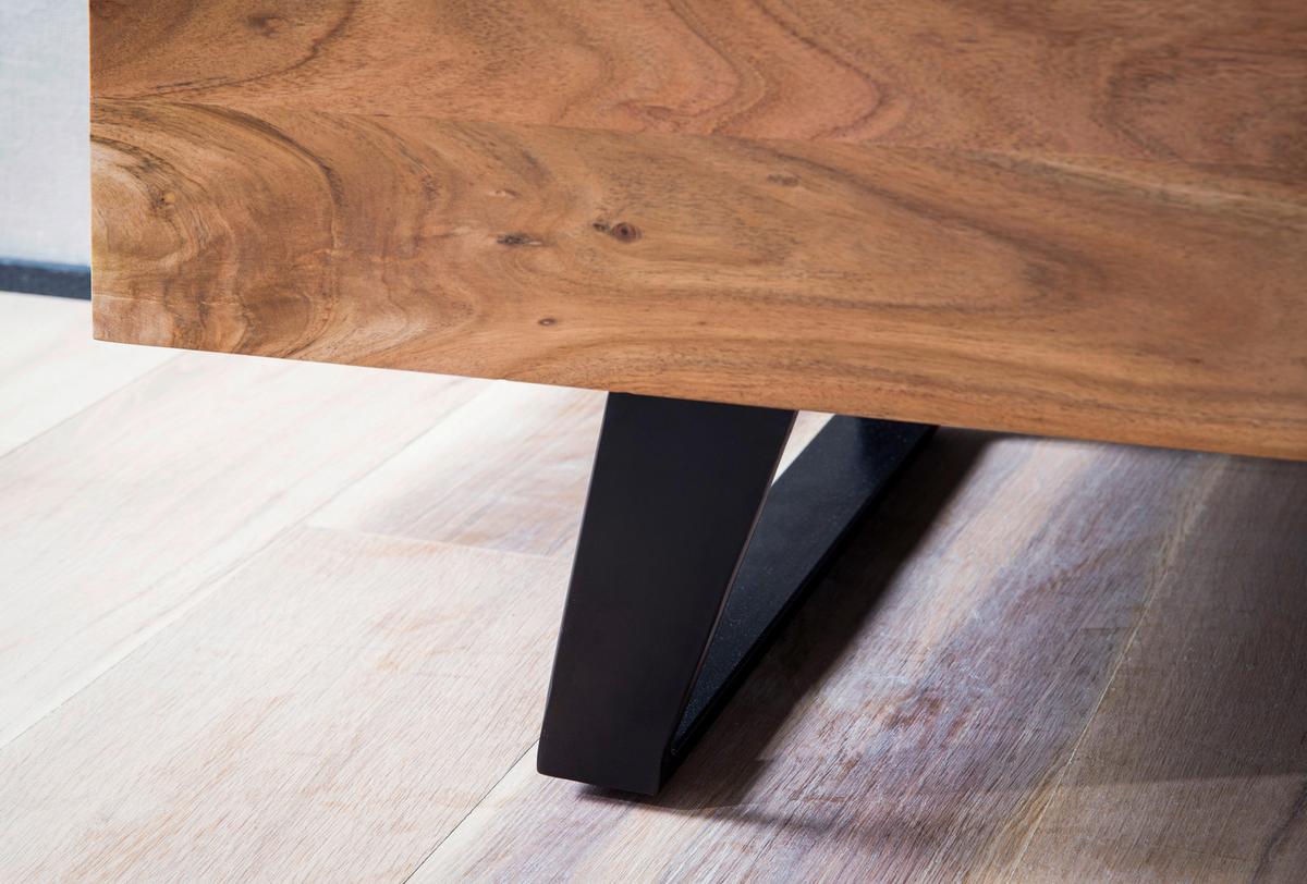 Nizka Omarica Akazie, Pravi Les, Črna - črna/barve akacije, Design, kovina/les (140/50/40cm) - MID.YOU