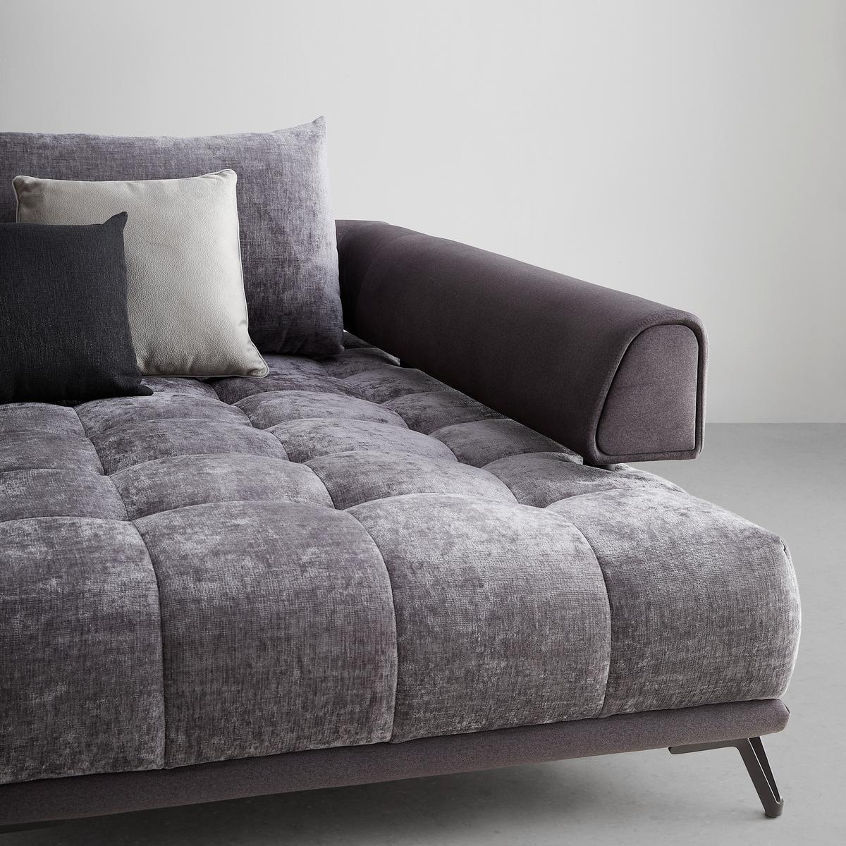 Ecksofa Morgan Graphitfarben - Graphitfarben/Schwarz, MODERN, Textil/Metall (262/67-87/184cm) - Mömax