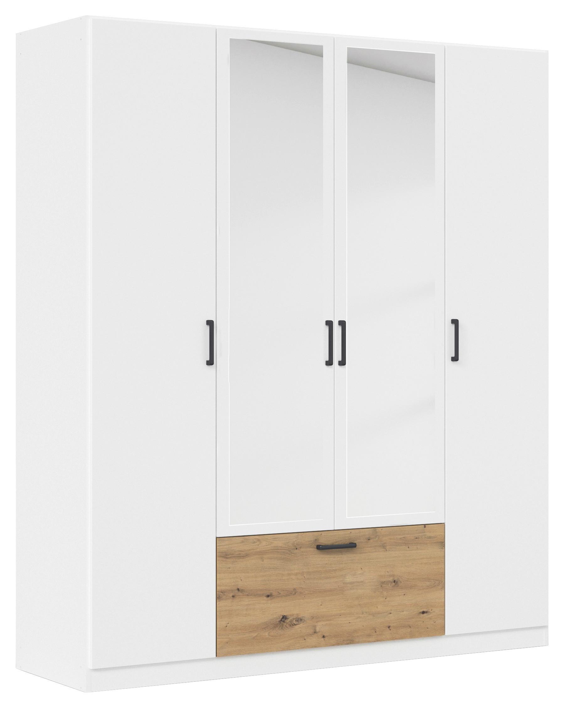 Omara Za Oblačila Bari, Bela, Barva Hrasta - siva/bela, Basics, kovina/leseni material (181/210/54cm) - Boxxx
