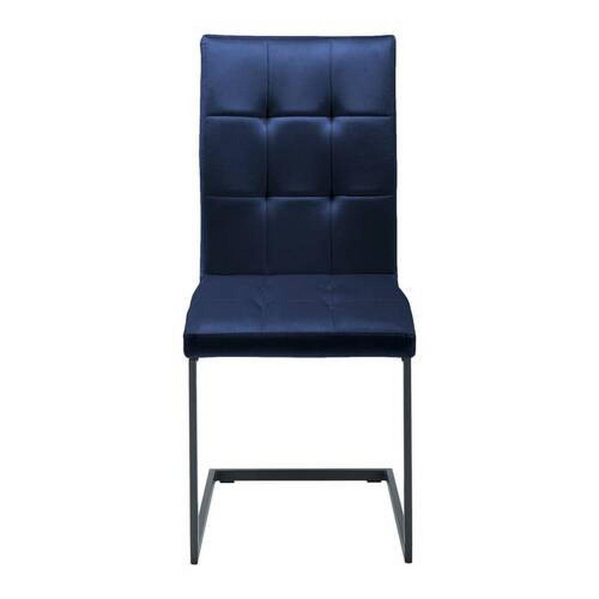 ZESTAW KRZESEŁ NA PŁOZIE MELA - ciemnoniebieski/czarny, Modern, metal/tkanina (44/95/60cm) - Bessagi Home