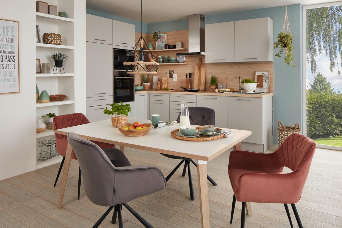 Kuhinja Po Meri Manhattan Uni - platinaste barve/srebrne barve, Moderno, leseni material (230/295cm) - Nolte Küchen