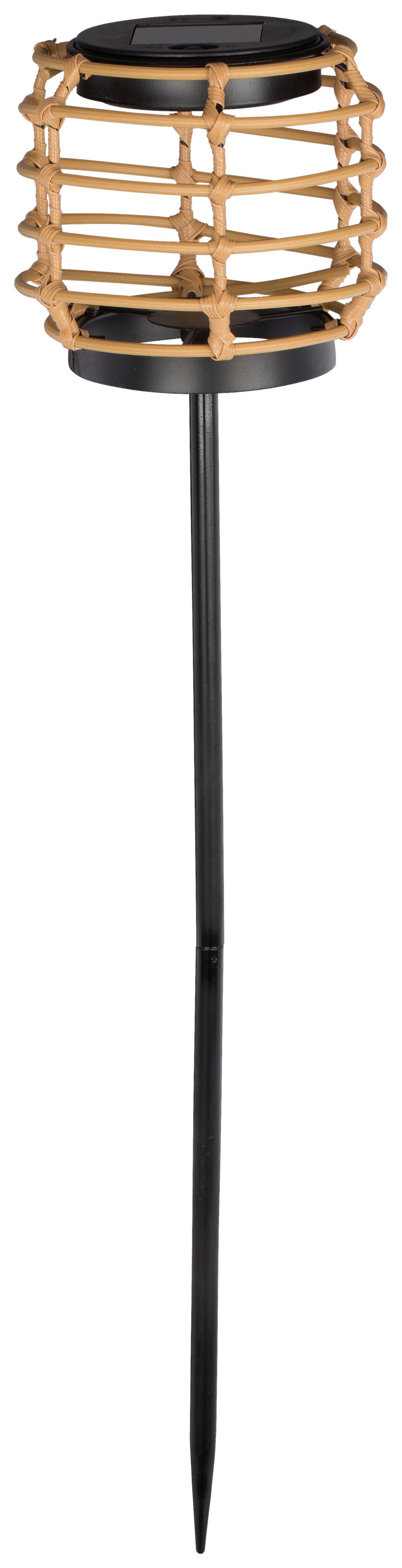 Solarleuchte Asra in Naturfarben/Schwarz - Schwarz/Naturfarben, MODERN, Kunststoff/Metall (13,5/56cm) - Modern Living