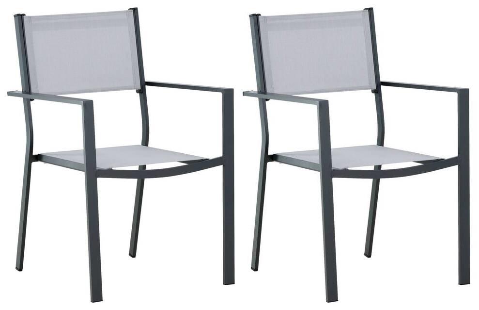 Stapelsessel-2er Set Copacabana Grau/Schwarz - Schwarz/Grau, KONVENTIONELL, Textil/Metall (56,5/88/61cm) - Gardenson
