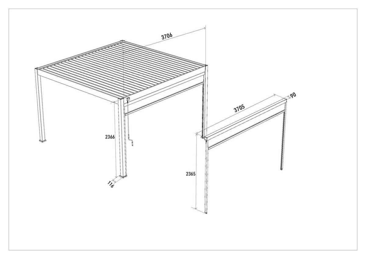 Rolo Za Pergolo Rollo, Antracit, 370,5cm - barve grafita, Basics, kovina/tekstil (370,5/236,5/9cm) - Gardenson