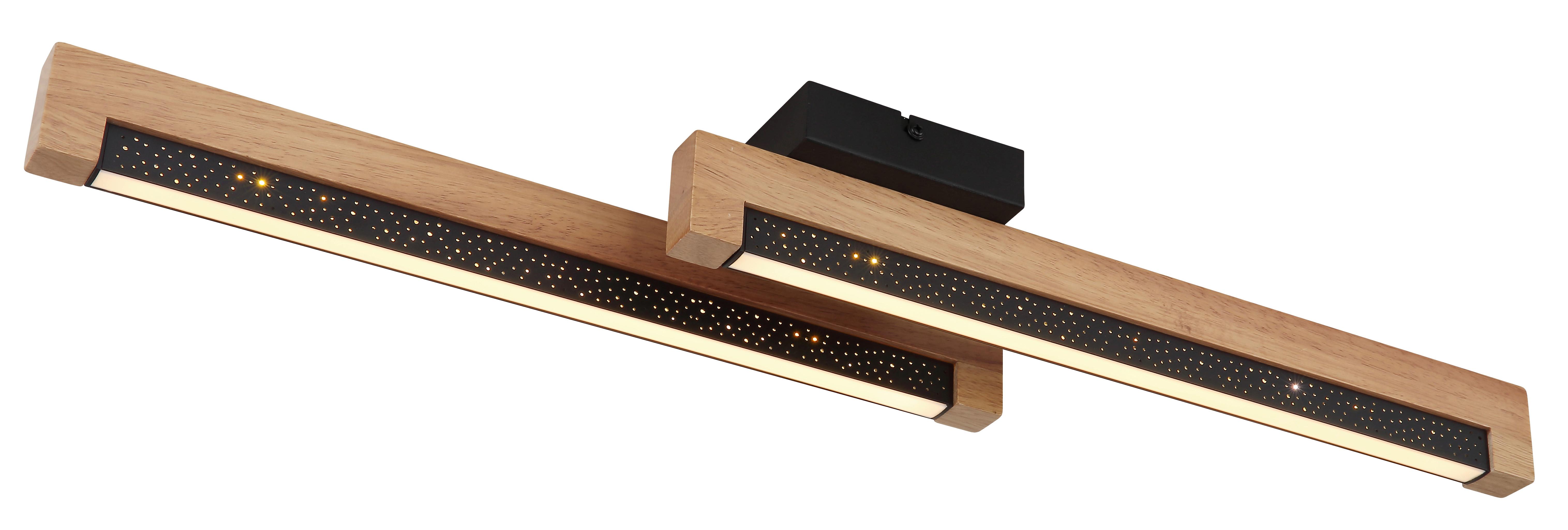 LED-Deckenleuchte Starla Dunkelbraun max. 12 Watt - Dunkelbraun/Schwarz, Natur, Kunststoff/Metall (70/13/8cm) - Globo