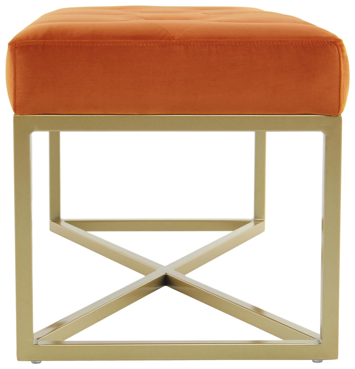 SITZBANK DIAZ 100 ORANGE / GOLD - Goldfarben/Orange, Design, Holzwerkstoff/Textil (40/40/90cm) - Kayoom