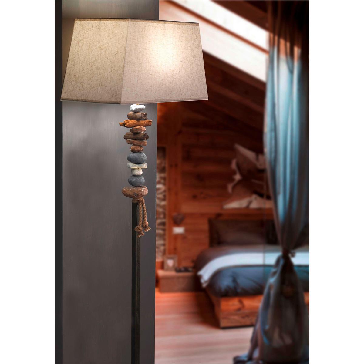 Stehleuchte Seregon Schwarz/Weiß max. 22 Watt - Schwarz/Weiß, Natur, Textil/Stein (45/25/170cm)