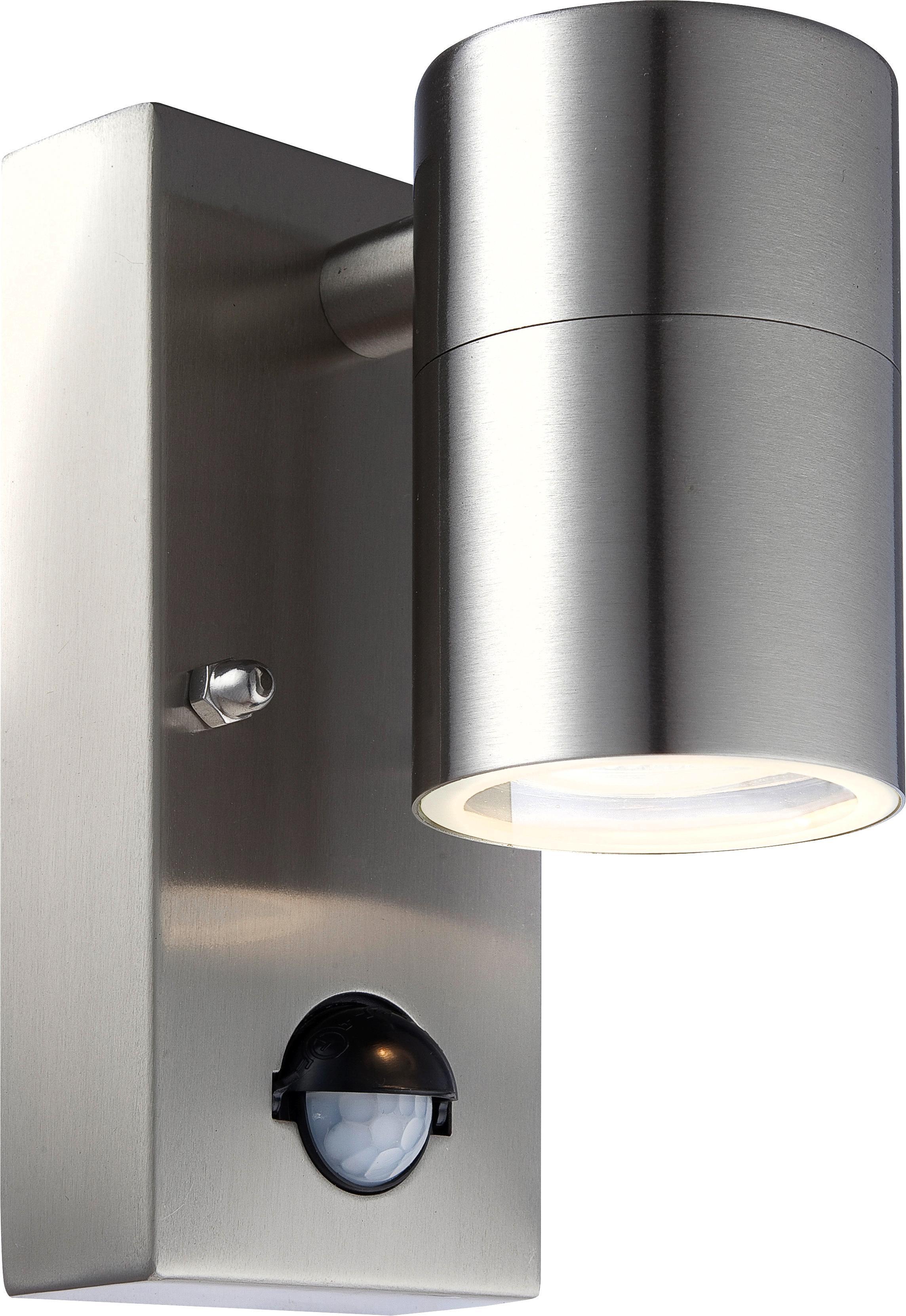 LED-Außenwandleuchte max. 5 Wa tt mit Bewegungsmelder 'Style' - Klar/Edelstahlfarben, MODERN, Glas/Metall (7/11/15cm)