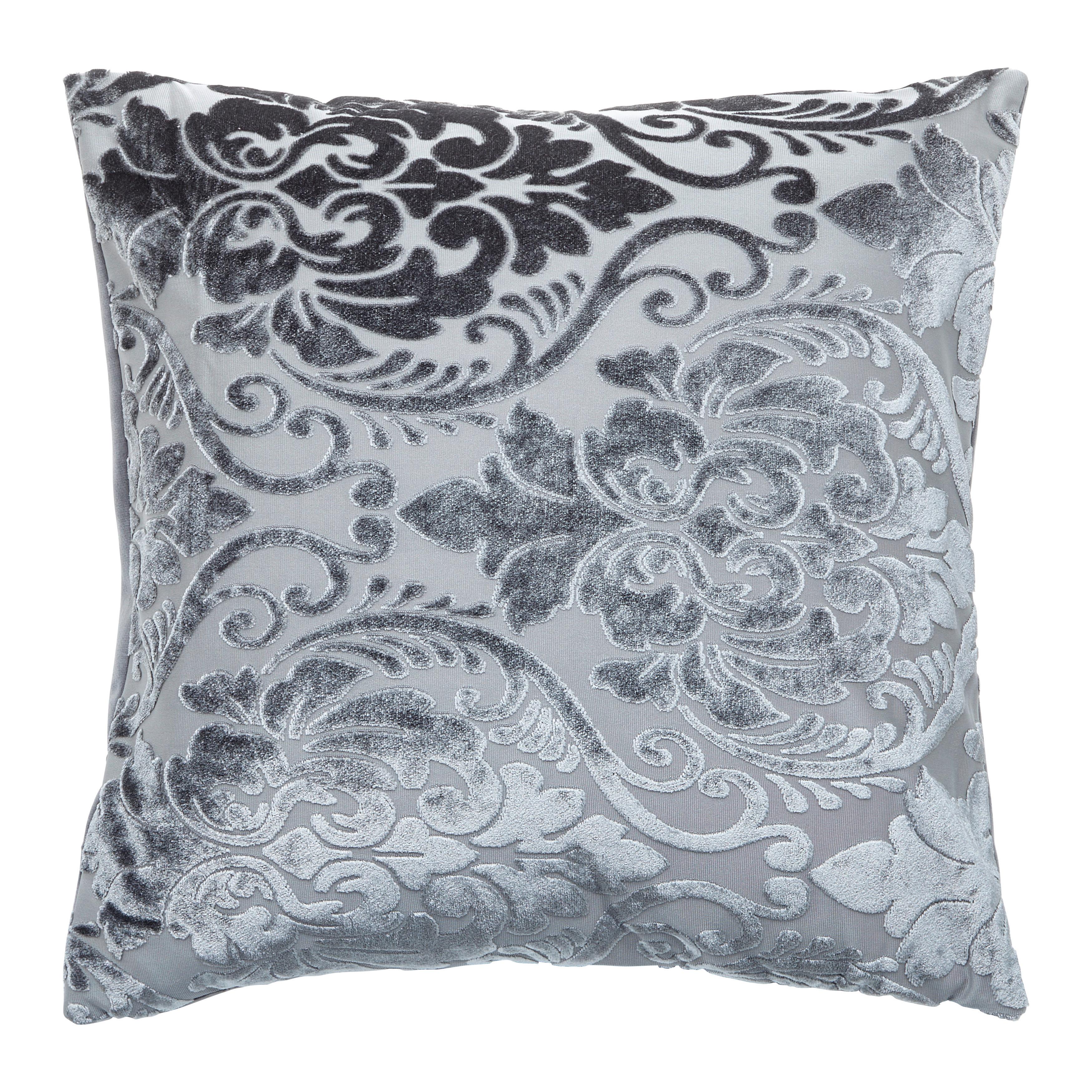 Okrasna Blazina Velvet Ornament - siva, Romantika, tekstil (45/45cm) - Modern Living