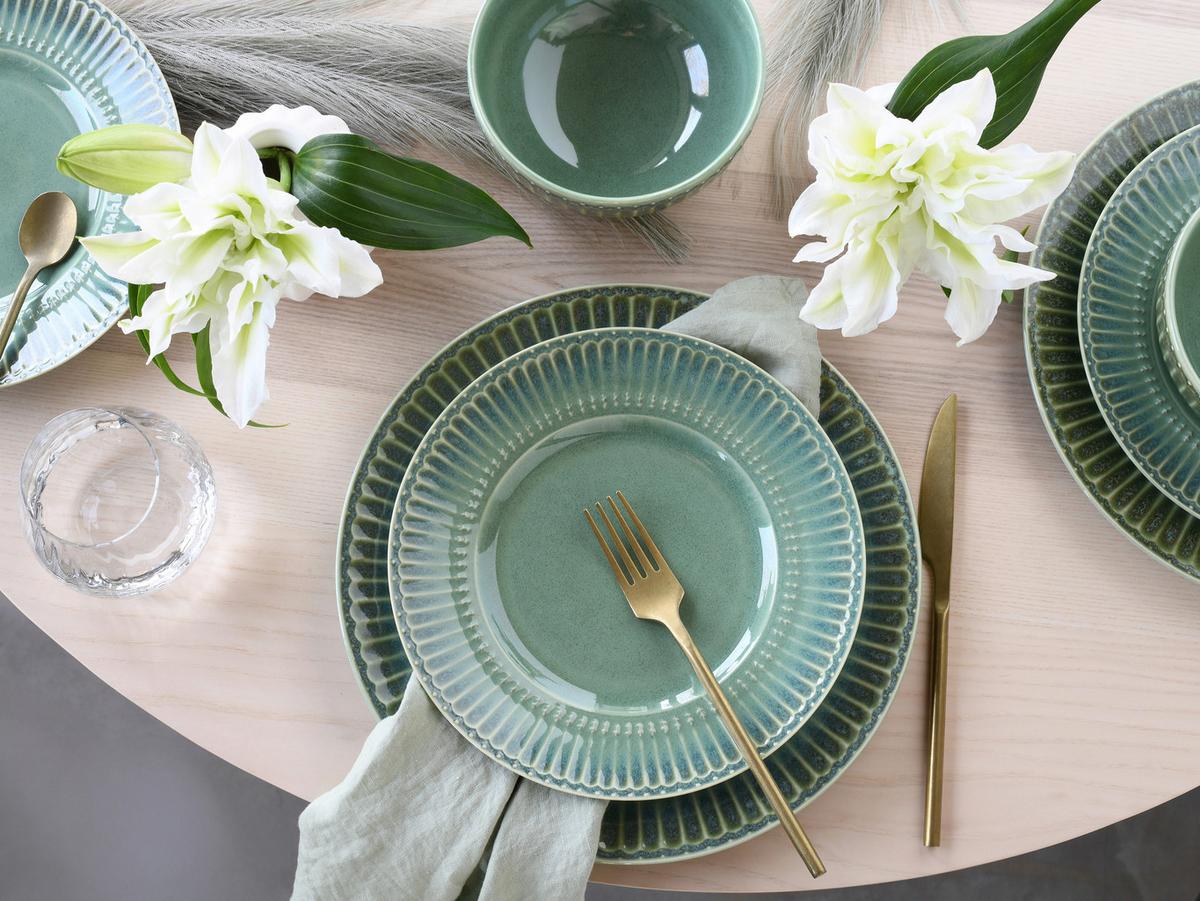 Jedilni Servis Celadon Green, 12-Delni - žajbljevo zelena, Basics, keramika - Creatable