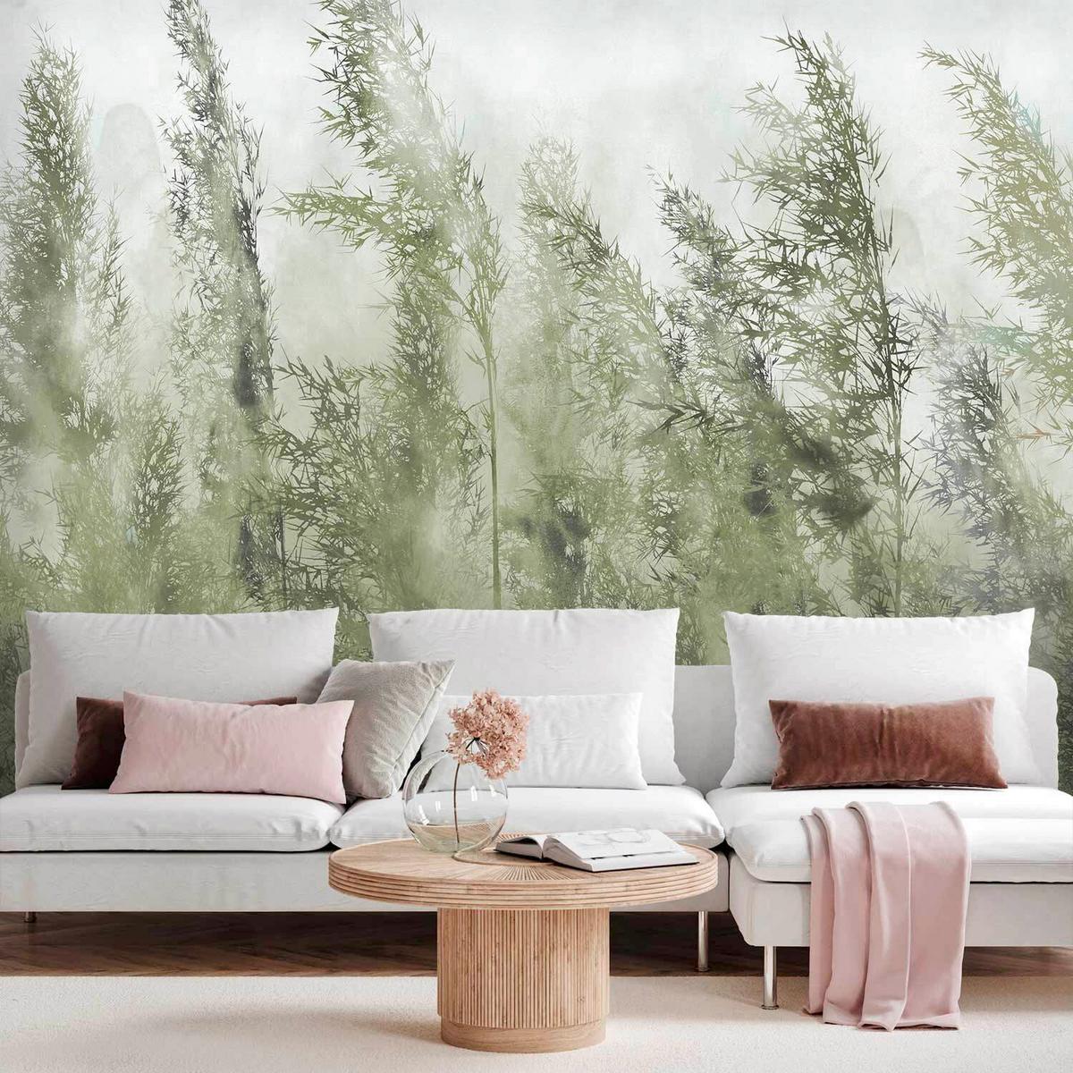 Fototapeta Tall Grasses, 250x175cm - sivobela/žajbljevo zelena, Trendi, tekstil (250/175cm) - artgeist