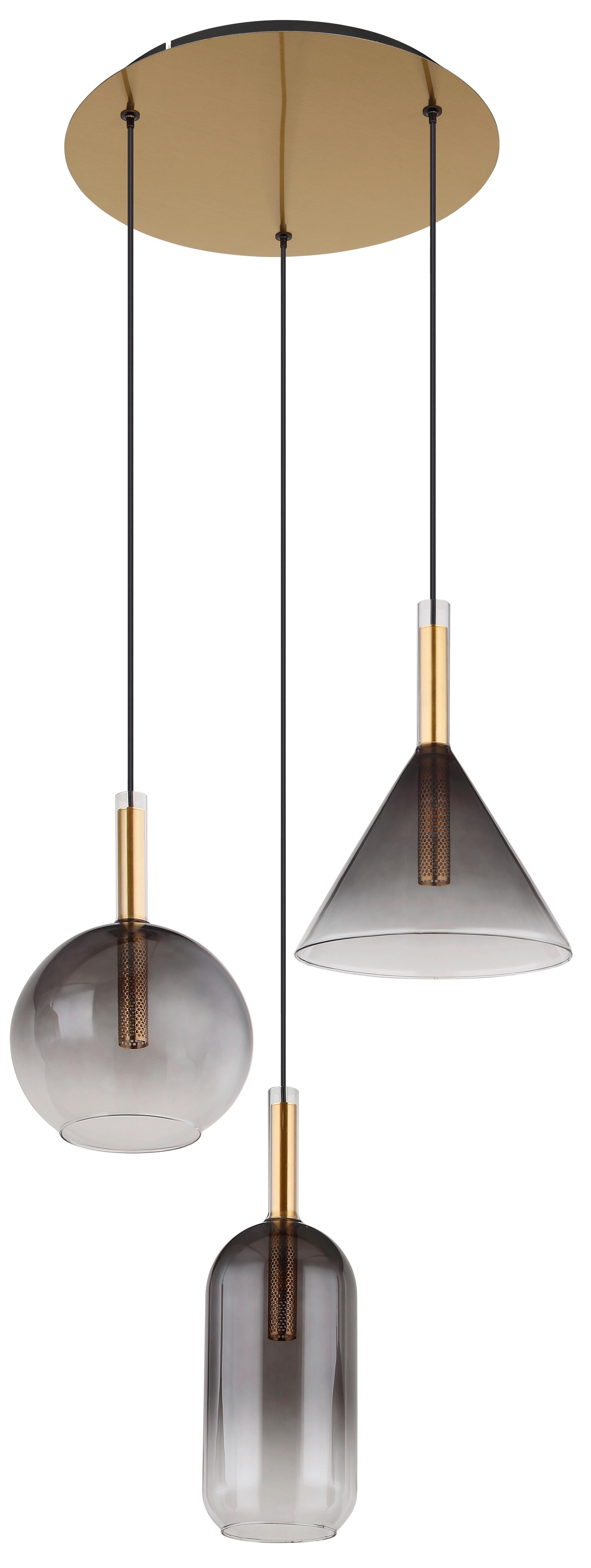 Viseča Svetilka 16045-3h - prozorno/barve medenine, Design, kovina/steklo (43/150cm) - Globo