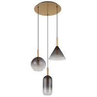 Hängeleuchte Elisabeth Messingfarben max. 10 Watt - Klar/Messingfarben, Design, Glas/Metall (43/150cm) - Globo