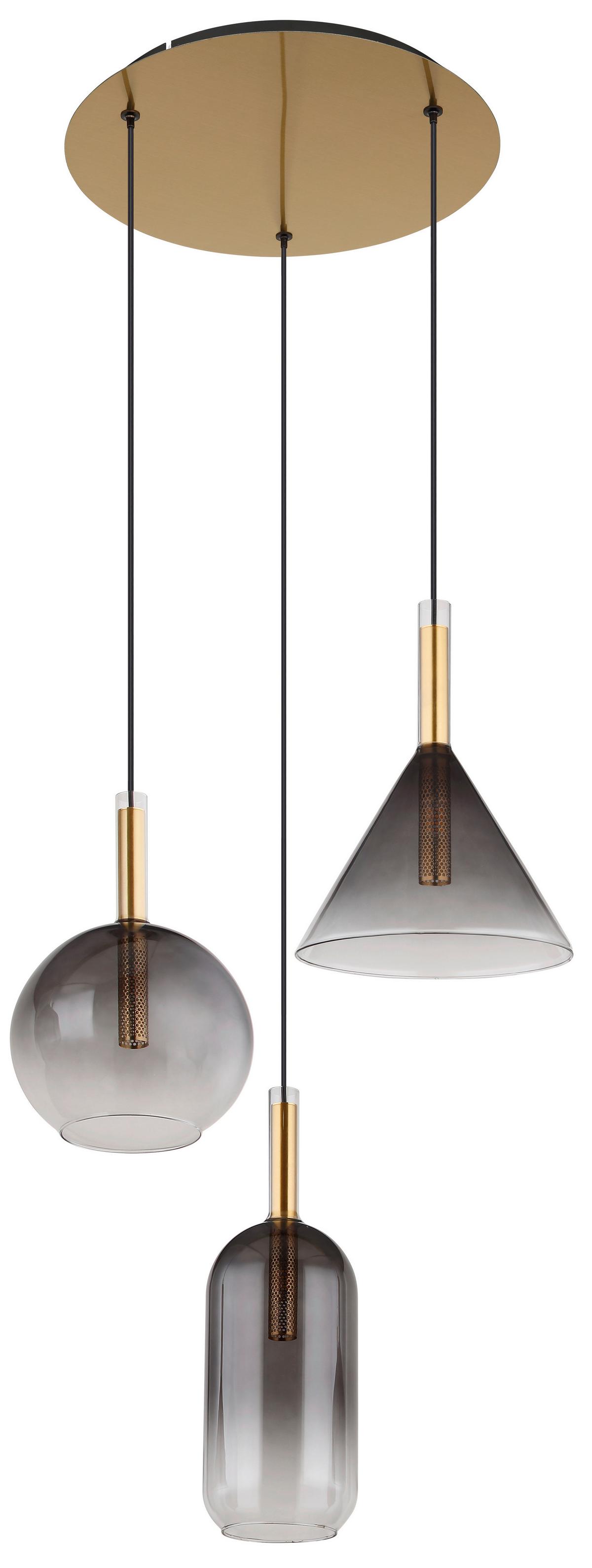 Hängeleuchte Elisabeth Messingfarben max. 10 Watt - Klar/Messingfarben, Design, Glas/Metall (43/150cm) - Globo