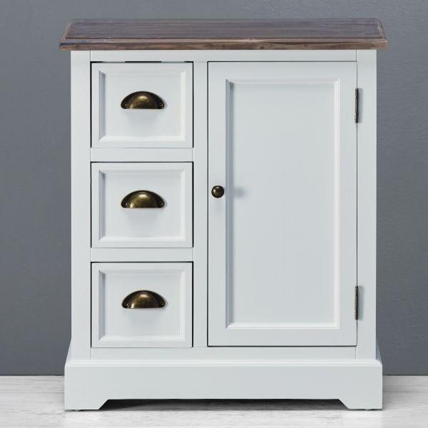 SIDEBOARD in Weiß/Kieferfarben 'Cookie' - Weiß/Kieferfarben, Holz/Metall (60/70/30cm) - Bessagi Home