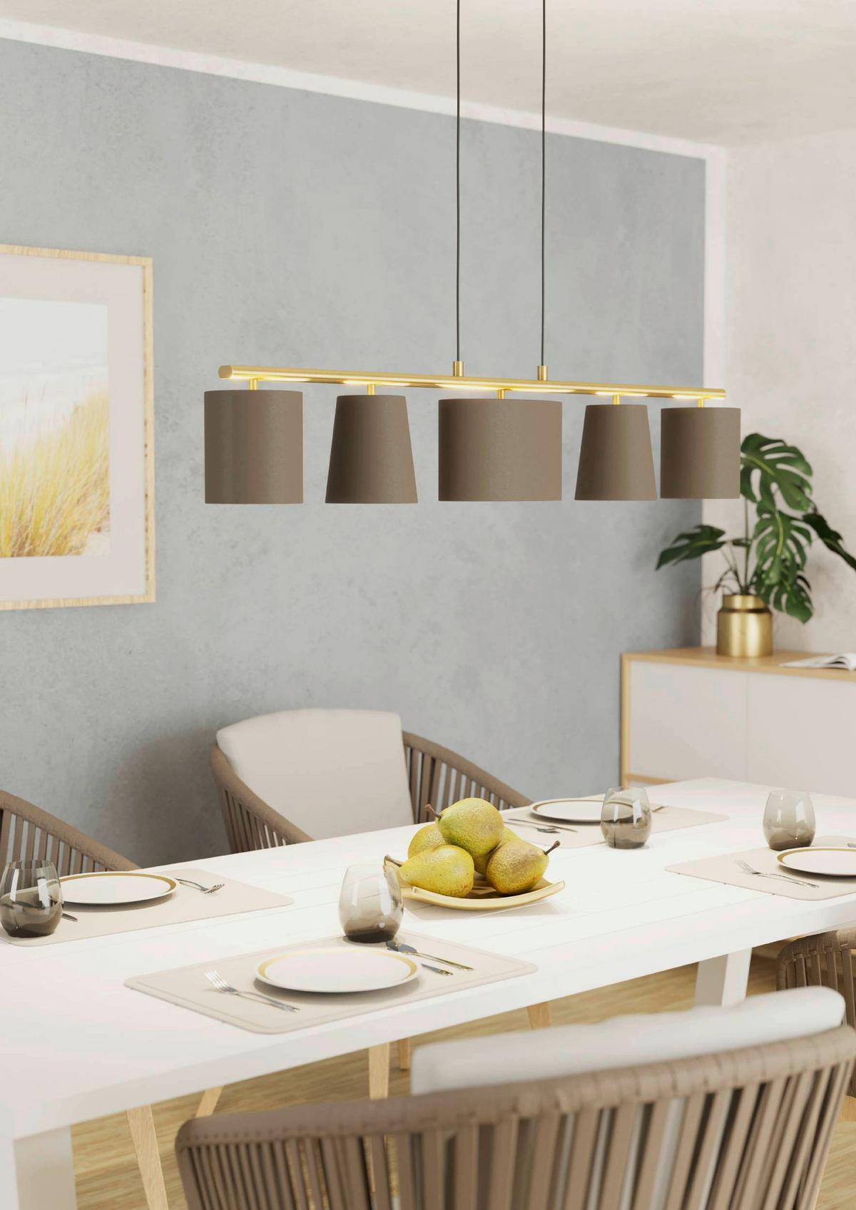 Hängeleuchte 99487_almeida 2 - Messingfarben/Cappuccino, Konventionell, Textil/Metall (120/15,5/110cm) - Eglo