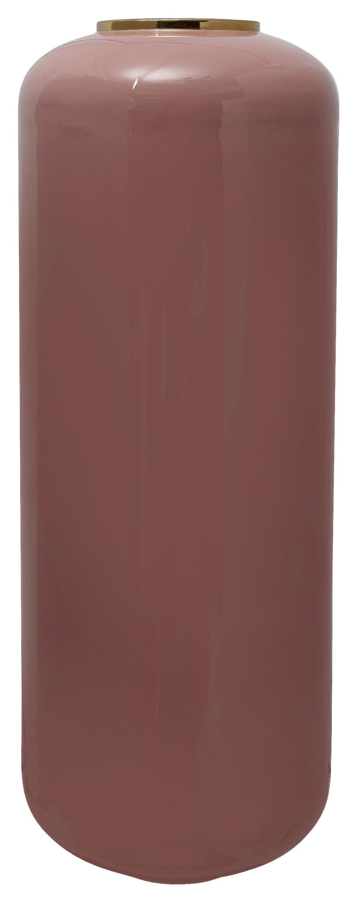 BODENVASE ART DECO 205 - Goldfarben/Rosa, Trend, Metall (30/81cm) - Kayoom