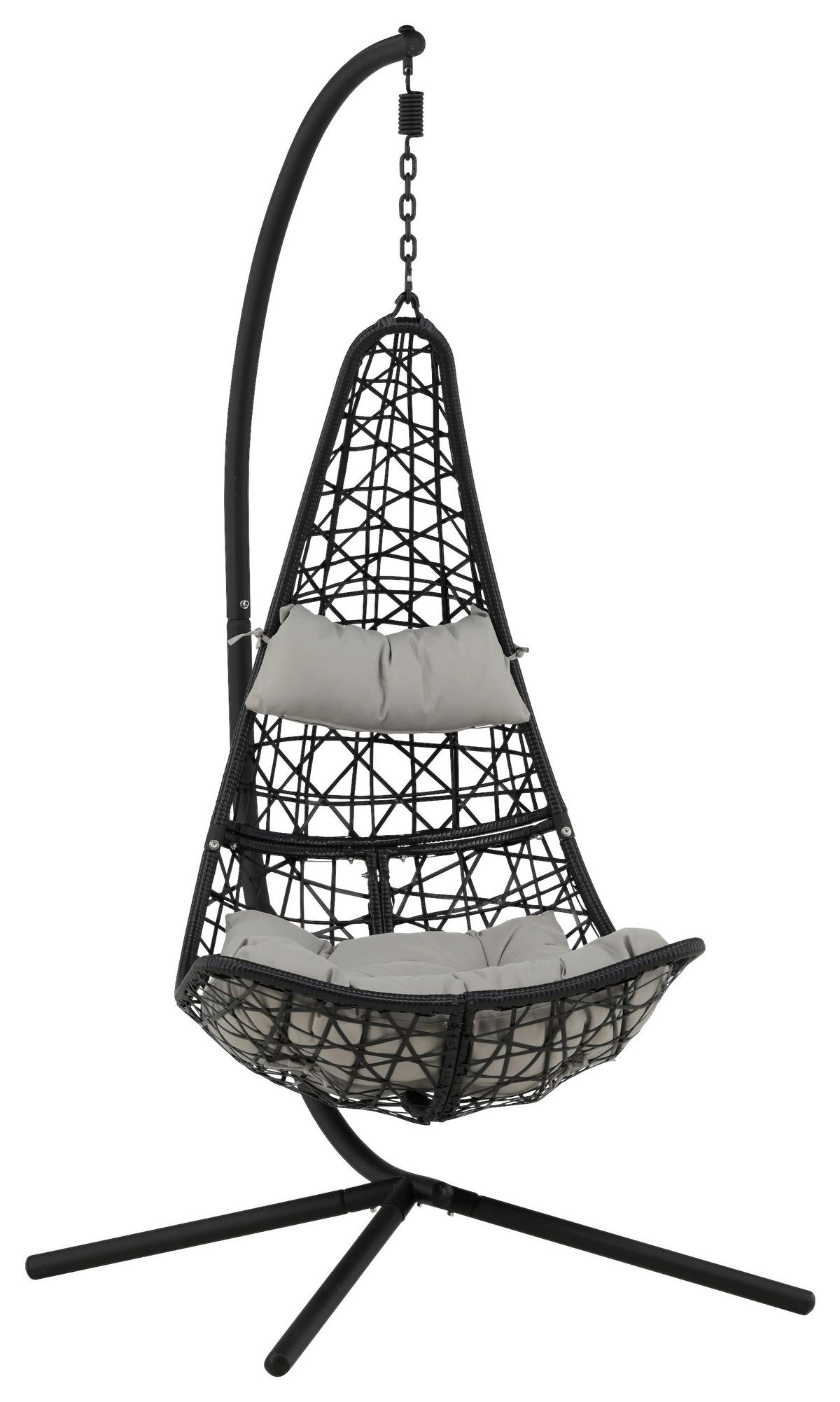 Hängestuhl Edinburgh ca. 132x205 cm Grau/Schwarz - Schwarz/Grau, KONVENTIONELL, Kunststoff (132/205/130cm) - Gardenson