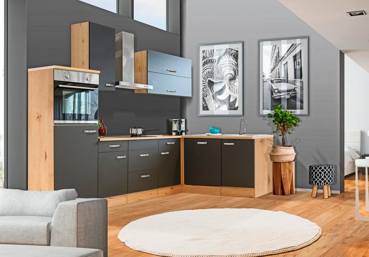 Blok Kuhinja S Aparatima G999-2818-000-Shadow - siva/boje oplemenjenog čelika, Moderno, drvni materijal/metal (280/170cm)