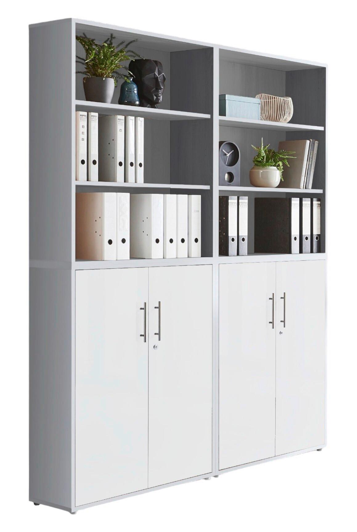 Aktenschrank Office Edition Sw Set 11 Grau/Weiß - Weiß/Grau, MODERN, Holzwerkstoff (168,8/227,2/33cm) - MID.YOU