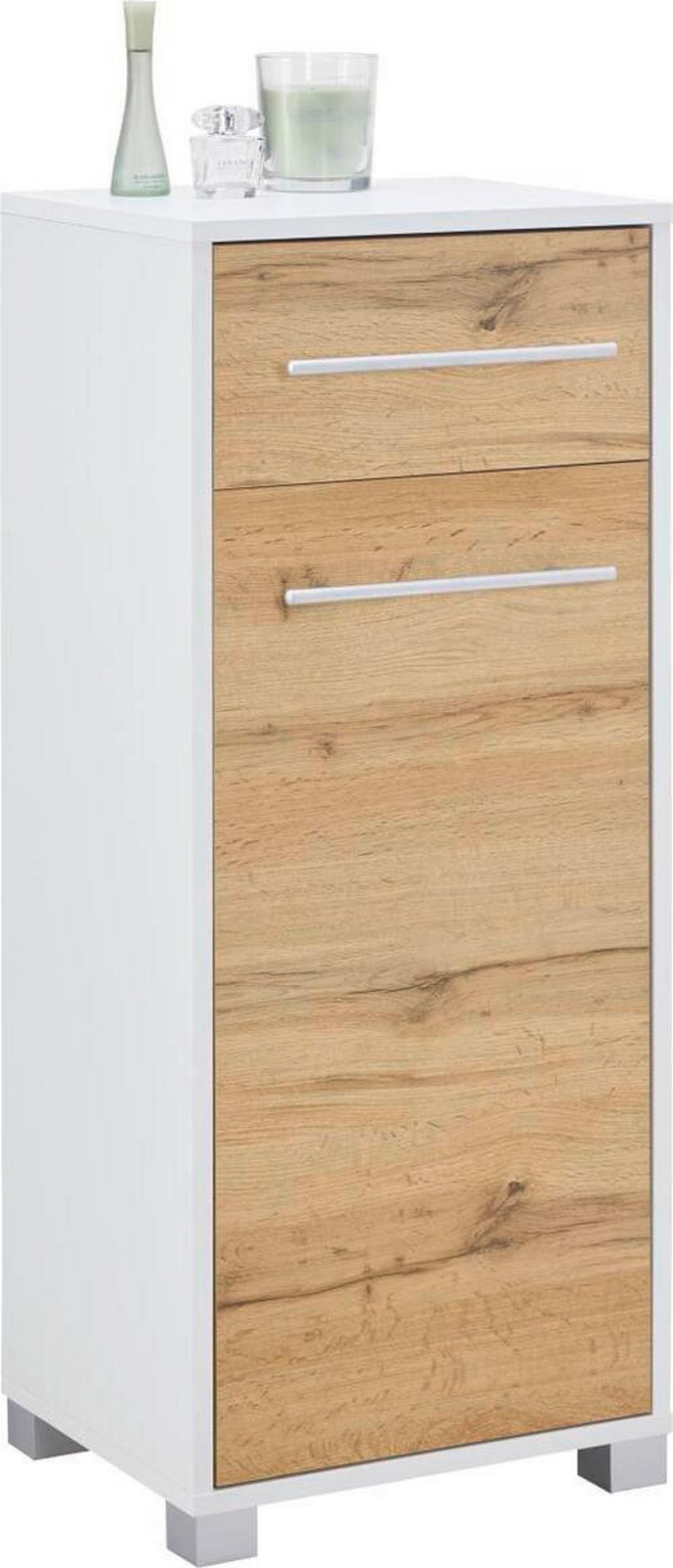 Unterschrank Weiß/Eichefarben - Chromfarben/Weiss, Modern, Holzwerkstoff/Metall (40/100/33cm) - Mömax