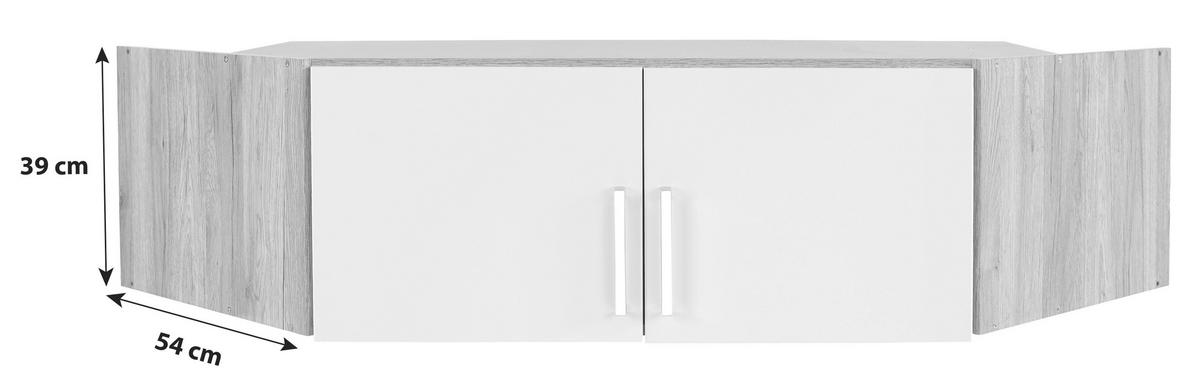 Dulap auxiliar superior Schrank Wien - alb/culoare lemn stejar, Konventionell, material pe bază de lemn (120/39/54cm)