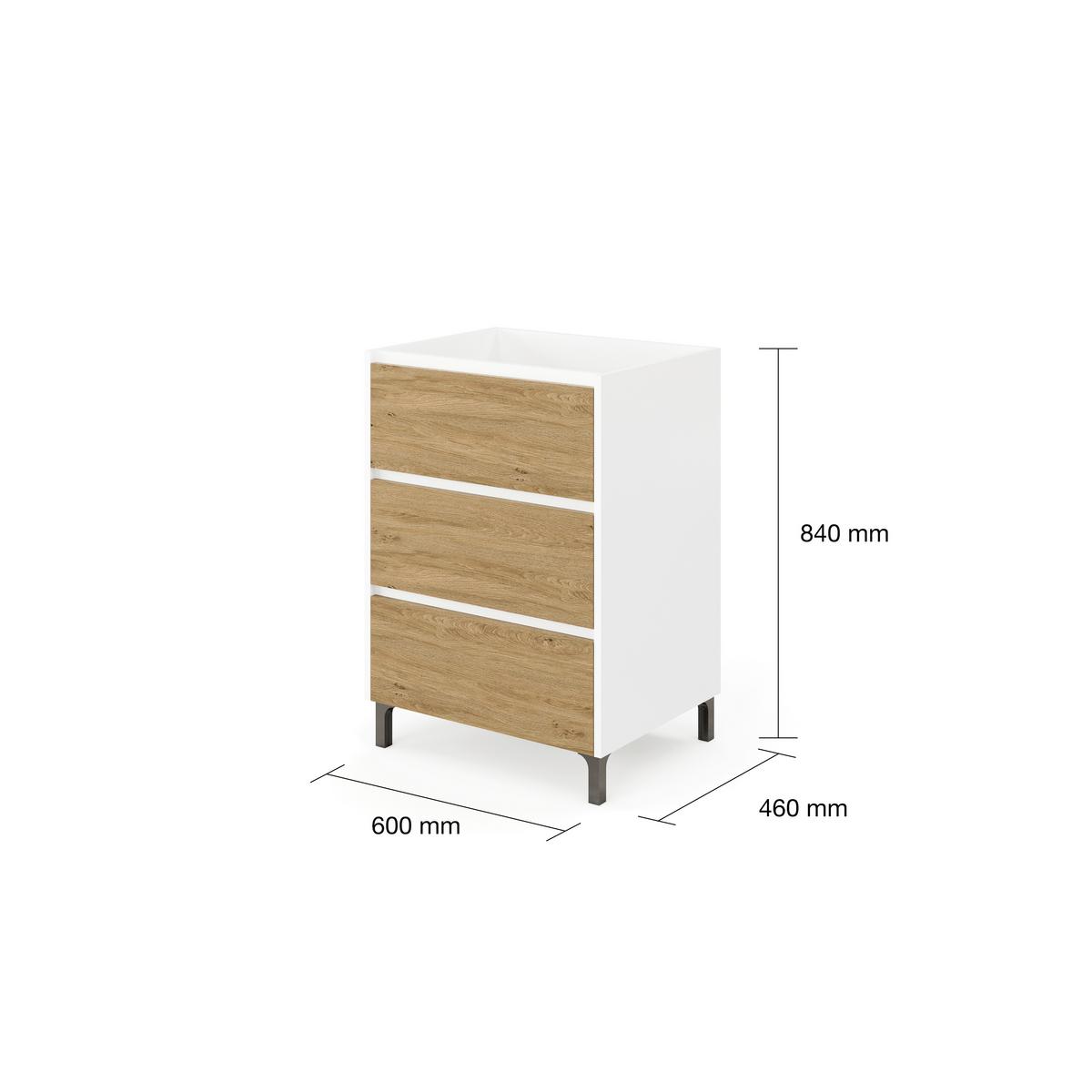 Element Ispod Umivaonika Lisbona - bijela visoki sjaj/boje kroma, Basics, drvni materijal/plastika (60/74/46cm)