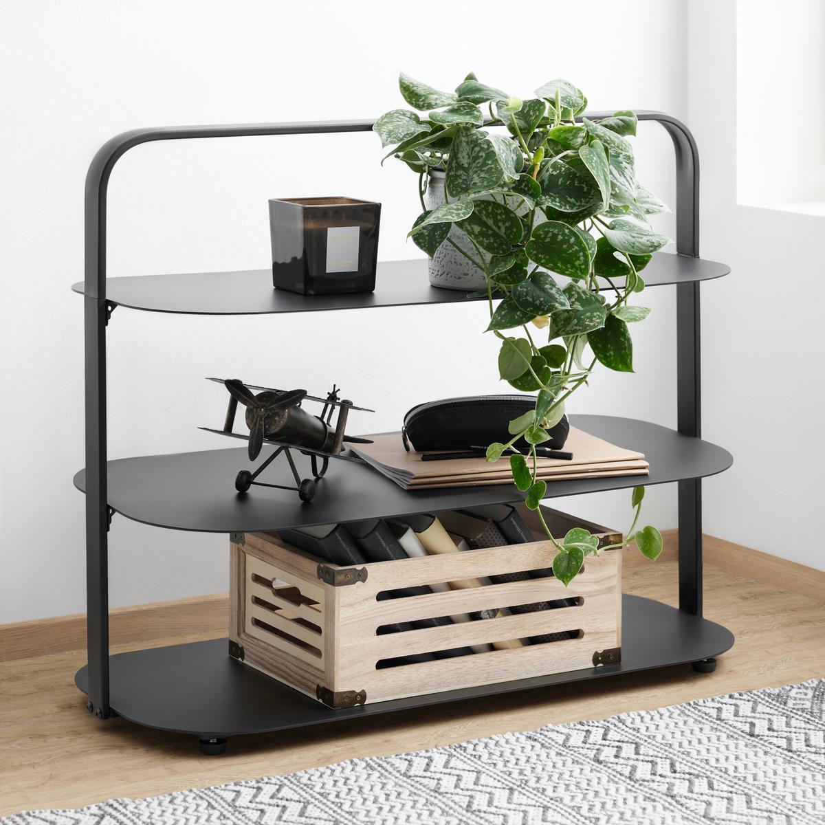 Polc Fekete Levit - fekete, Modern, fém (80/65/35cm) - Premium Living