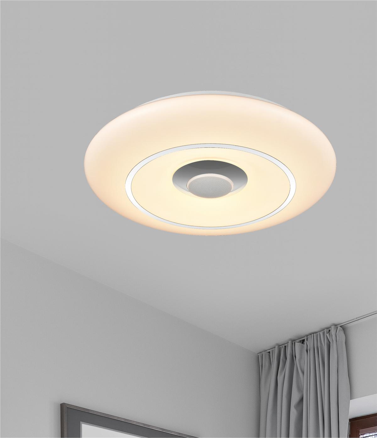 LAMPA SUFITOWA LED COOL *SBN*SH* - biały/kolor chromowy, Lifestyle, tworzywo sztuczne/metal (39/7cm) - Novel