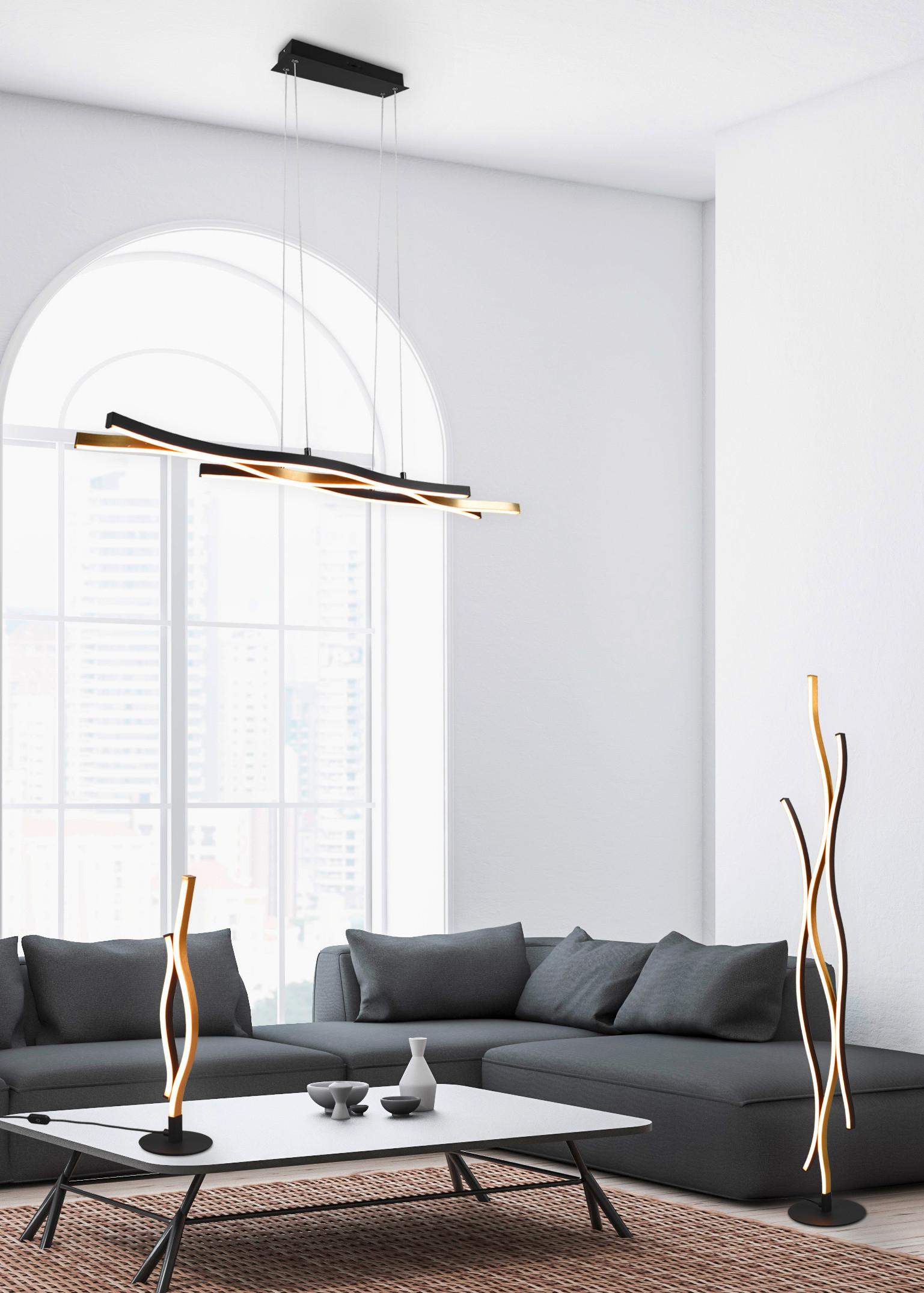 LED-Tischleuchte Blaze Schwarz/Messingfarben - Messingfarben/Schwarz, Design, Metall (13,5/48cm) - Trio Leuchten