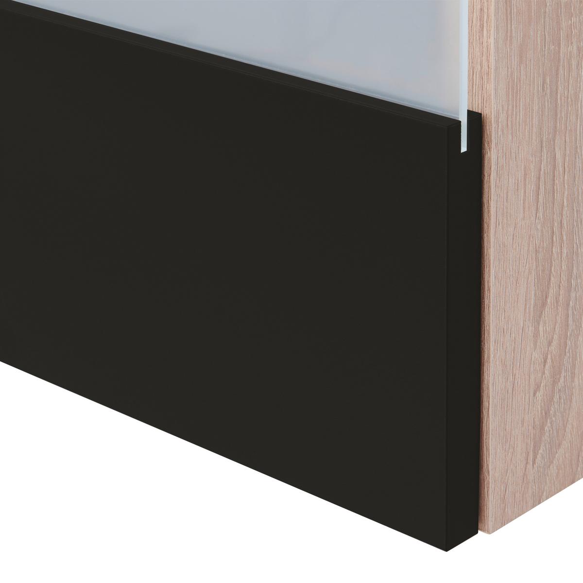Küchenblock ECONOMY m. Geräten ca. 310 cm Schwarz/Eiche - Eichefarben/Schwarz, Basics, Holzwerkstoff (310cm) - Respekta